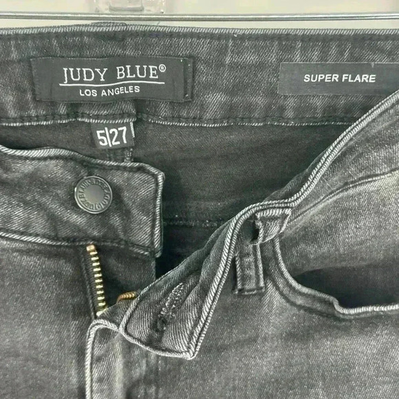 Judy Blue Jeans Charcoal Super Flare Fit Retro 70s Bellbottom Womens Sz 5/27 - Picture 5 of 12